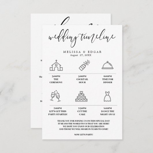 アイコンエレガント結婚式招待状の日程と受信 招待状 (正面/裏面)