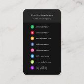 アイコンカラフル |ソーシャルメディモダンアロゴブラック 名刺 (裏面)