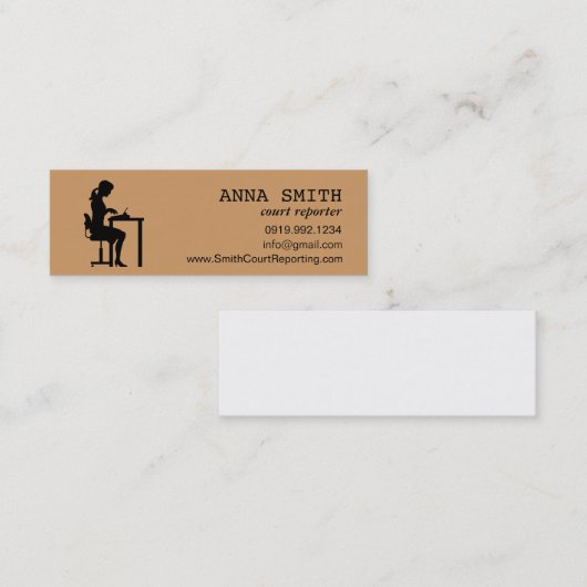 アイコンシルエットの法廷記者のタイピストの秘書 スキニー名刺 (正面/裏面)