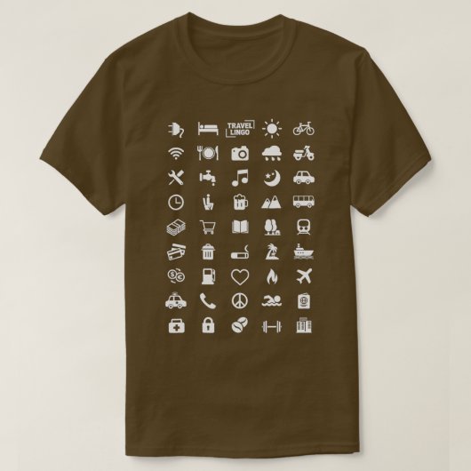 アイコントラベル言語機能旅行者バックパック Tシャツ (デザイン正面)