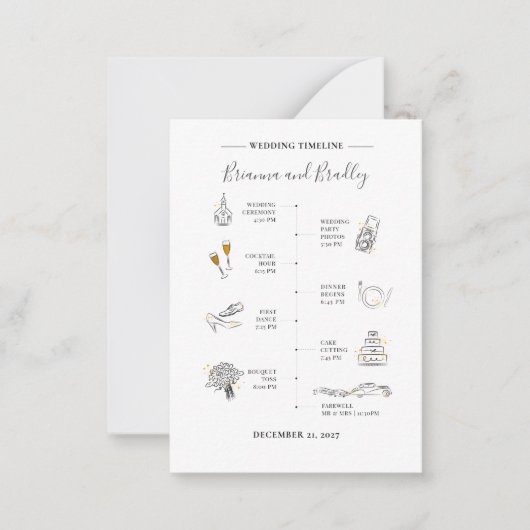 アイコンモダン結婚式の日程 ノートカード (正面)