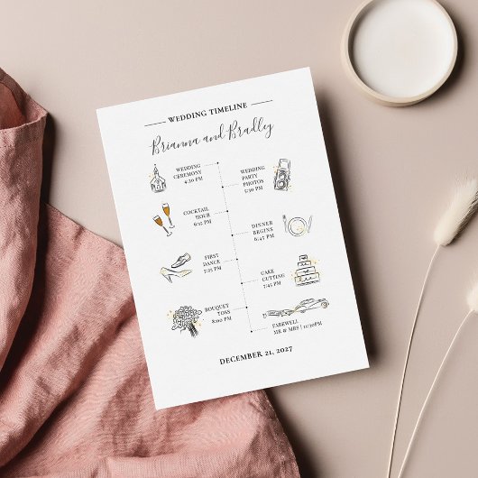 アイコンモダン結婚式の日程 ノートカード