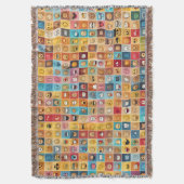 アイコン付きのシームレスなパターン スローブランケット (正面縦)