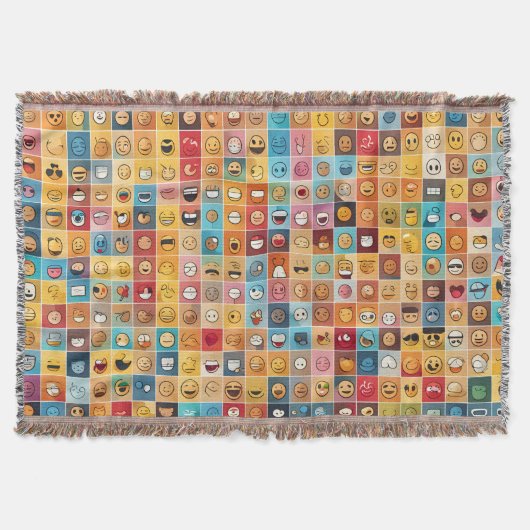 アイコン付きのシームレスなパターン スローブランケット (正面)