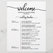アイコン付きのミニマリストな結婚式ウィークエンドの予定表 (正面)