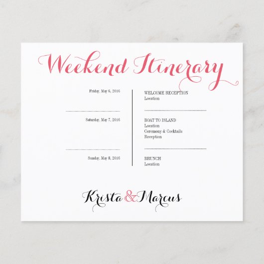 アイコン結婚の旅程 – 目的地の結婚式 (裏面)