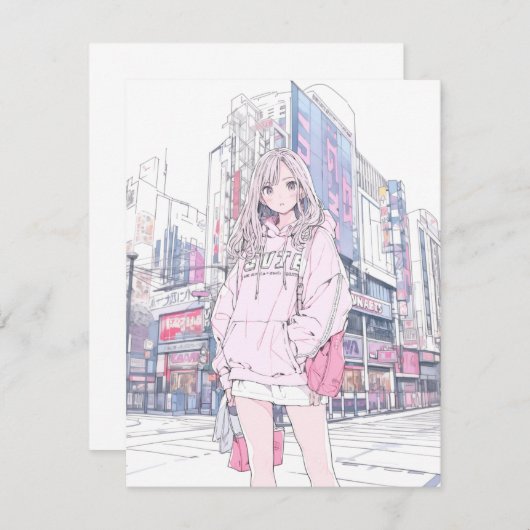 【アイコン&待ち受け用】パステルピンクJK|寿司娘 GenerativeAI 招待状 (正面/裏面)