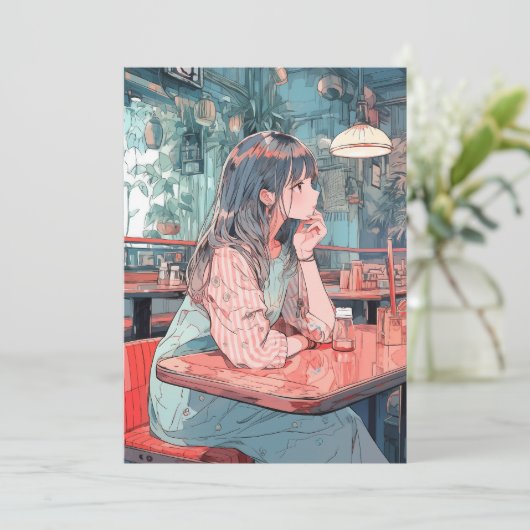 【アイコン・待ち受け画像】カフェで待ち合わせJK|寿司娘 GenerativeAI 招待状 (スタンド正面)