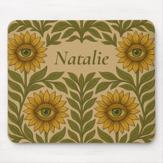 アイサンフラワーヴィンテージフローラ名前をカスタムするマウスパッド マウスパッド (正面)