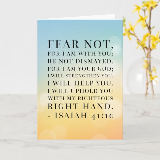 アイザイアの41:10の聖書の引用文 カード (黄色い花)