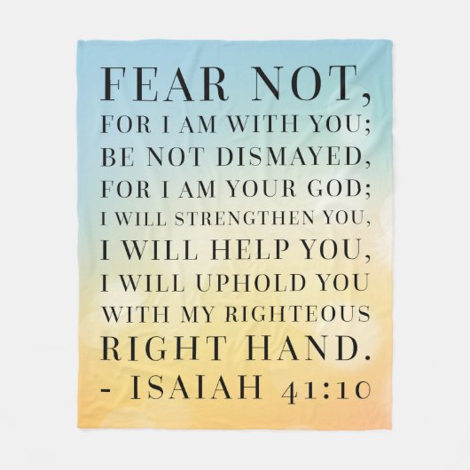 アイザイアの41:10の聖書の引用文 フリースブランケット (正面)