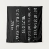 アイザイアの41:13の聖書の詩メッセージの黒 タペストリー (正面(横))