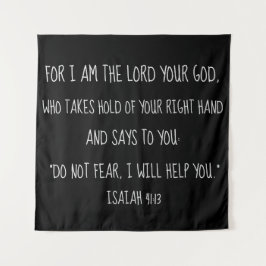 アイザイアの41:13の聖書の詩メッセージの黒 タペストリー