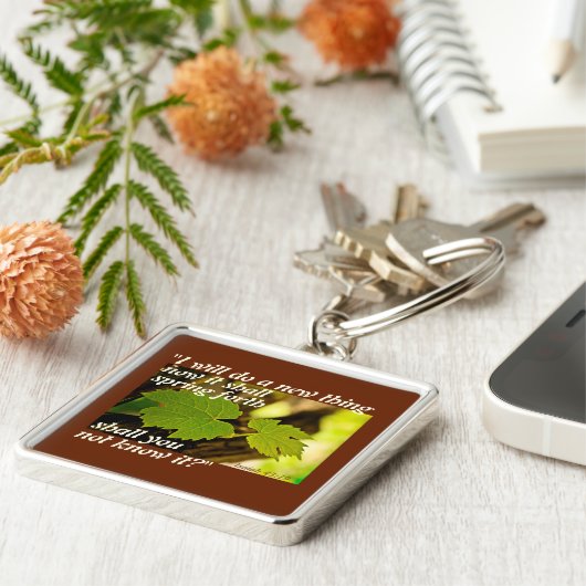 アイザイアの43:19の聖書の詩、私は新しい事をします、 キーホルダー (側面)