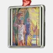 アイザックに彼の息子を提供することを行っているアブラハム メタルオーナメント (左)