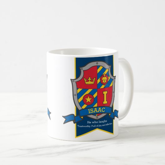 アイザック文字アイザック私は赤い名前の意味 コーヒーマグカップ (正面右)