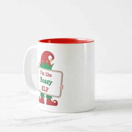 アイザボッシー小妖精や小人 |クリスマスパーソナライズされた小妖精や小人 ツートーンマグカップ (正面左)