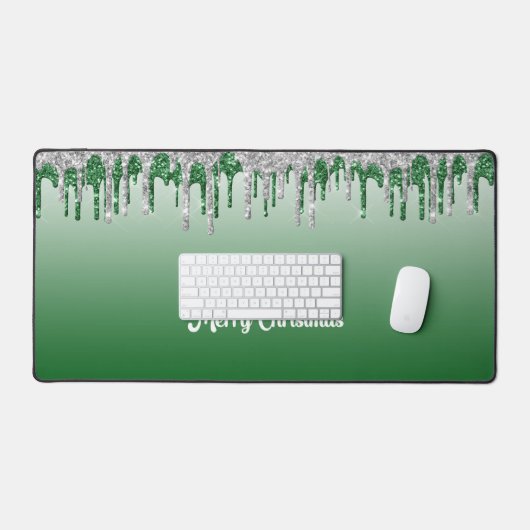 アイシクルと緑のクリスマスデスクマフェイクット デスクマット (キーボード&マウス)