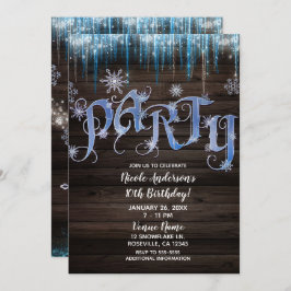 アイシクル凍っていスウィンターワンダーランド誕生日パーティー 招待状