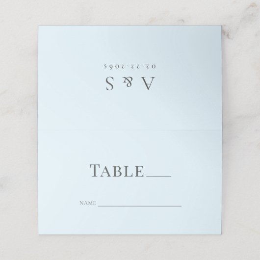 アイシモダンー結婚ブルー折り座席表 プレイスカード (外部開封)