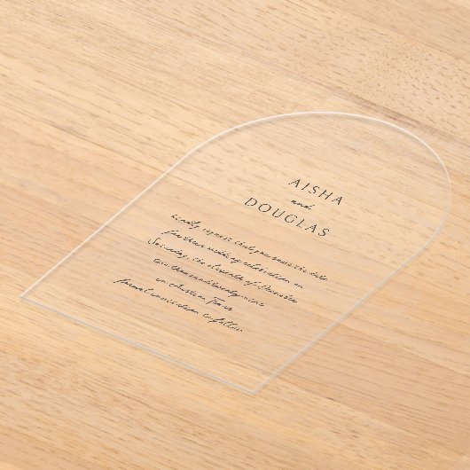 アイシャエレガントウェディングモダン日付を保存 アクリル招待状 (レイダウン)