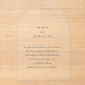 アイシャエレガントウェディングモダン日付を保存 アクリル招待状 (正面)