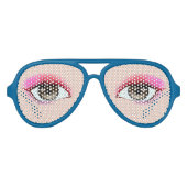 アイシャドウがリアルなアヴィアを持つリアルな人間の目 アビエーターサングラス (正面)