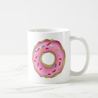 アイシングが付いているおいしいドーナツは振りかけ、 コーヒーマグカップ