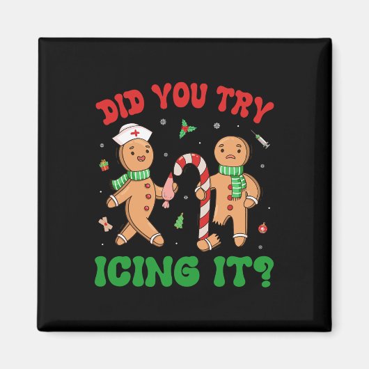 アイシングしてみたレトロChristmas Gingerbread N マグネット (正面)