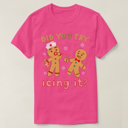 アイシングしてみたレトロChristmas Gingerbread N Tシャツ (デザイン正面)