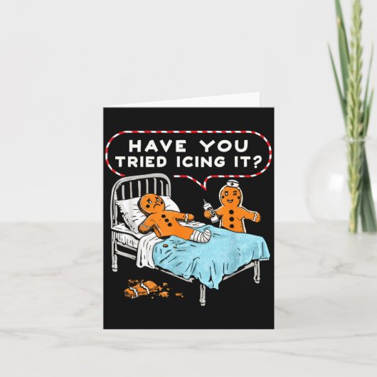 アイシングしてみた？ジンジャーブレッドナースのクリスマス カード (正面)