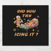 アイシングしてみた、ナースクリスマス、ジンジャーブレッド スパークリングワインラベル (シングルラベル)