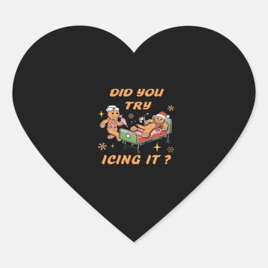 アイシングしてみた、ナースクリスマス、ジンジャーブレッド ハートシール (正面)