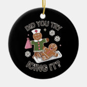 アイシングを試してみた学校ナースクリスマスPICU セラミックオーナメント (正面)