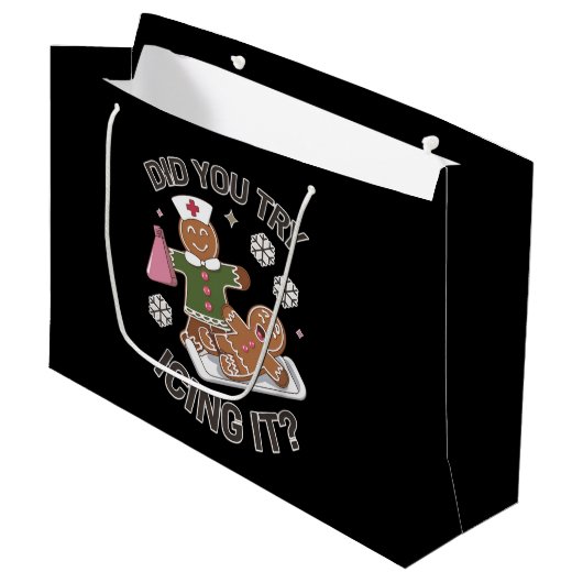 アイシングを試してみた学校ナースクリスマスPICU ラージペーパーバッグ (正面アングル)