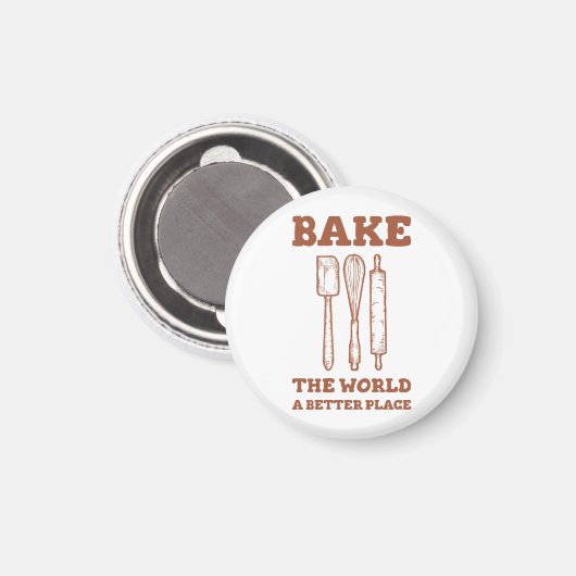 アイシング用のヘラ転がウィスクとピンが世界を焼く マグネット (正面/裏面)