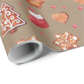 アイシング素朴でクラフトジンジャーブレッドのクッキー ラッピングペーパー (ロールコーナー)
