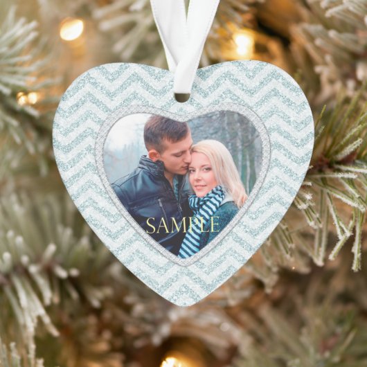 アイシーアクアシェブロン写真テンプレート初めてのクリスマス オーナメント (ツリー)