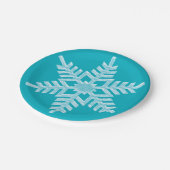 アイシーアクアティール（緑がかった色）凍っていスノーフレークウィンタークリスマス ペーパープレート (アングル)