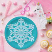 アイシーアクアティール(緑がかった色)凍っていスノーフレークウィンタークリスマス ペーパープレート (パーティー)