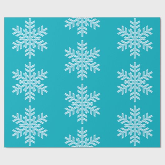 アイシーアクアティール（緑がかった色）凍ってい冬の雪片クリスマス ラッピングペーパー (フラット)