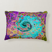 アイシーアクアブルーグルービー抽象芸術レトロ液スワール アクセントクッション (裏面)