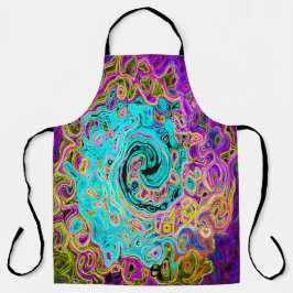 アイシーアクアブルーグルービー抽象芸術レトロ液スワール エプロン