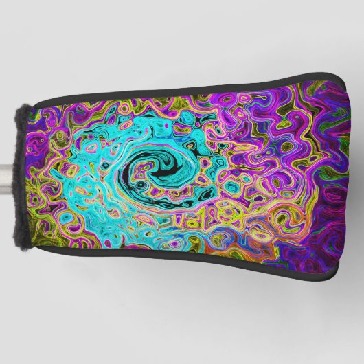 アイシーアクアブルーグルービー抽象芸術レトロ液スワール ゴルフヘッドカバー (正面)