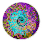 アイシーアクアブルーグルービー抽象芸術レトロ液スワール セラミックノブ (正面)