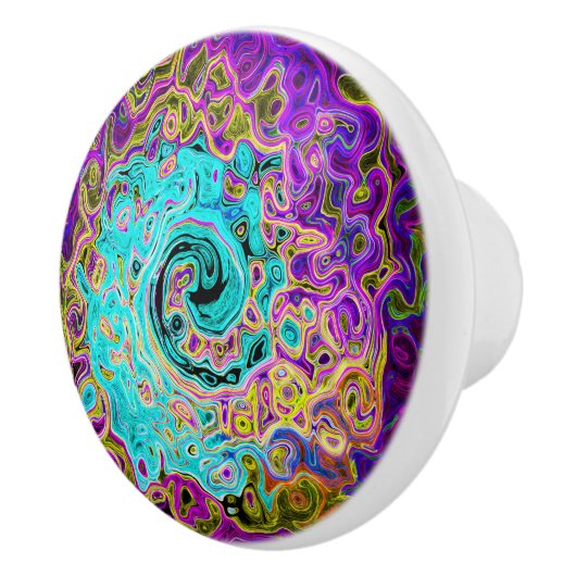 アイシーアクアブルーグルービー抽象芸術レトロ液スワール セラミックノブ (右)