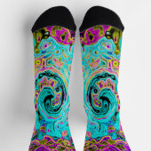 アイシーアクアブルーグルービー抽象芸術レトロ液スワール ソックス (上部)