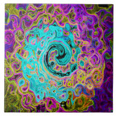 アイシーアクアブルーグルービー抽象芸術レトロ液スワール タイル (正面)