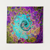 アイシーアクアブルーグルービー抽象芸術レトロ液スワール タペストリー (正面)