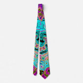 アイシーアクアブルーグルービー抽象芸術レトロ液スワール ネクタイ (裏面)